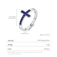 Bagues en argent sterling 925 vintage avec zircon bleu, bagues croisées pour un usage quotidien, bagues pour femmes, accessoires de bijouterie fine