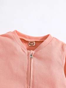 Ropa de bebé para niñas y niños pequeños, mono de bebé con <span class=keywords><strong>cremallera</strong></span>, cuello de béisbol, peleles de algodón orgánico para bebés - Product Image 6