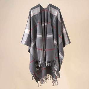 Wholesale Winter 130*150cm Oversized Blanket Poncho Scarf with Tassel <b>Wool</b> <b>Cape</b> Style Cloak Shawl Beach Poncho Womens - Product Image 2