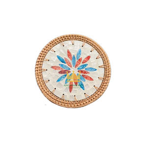 Set de table moderne en nacre peinte à motifs colorés faits à la main, dégradable, épaisseur 10 mm, 20 cm, prix abordable, Vietnam - Product Image 3