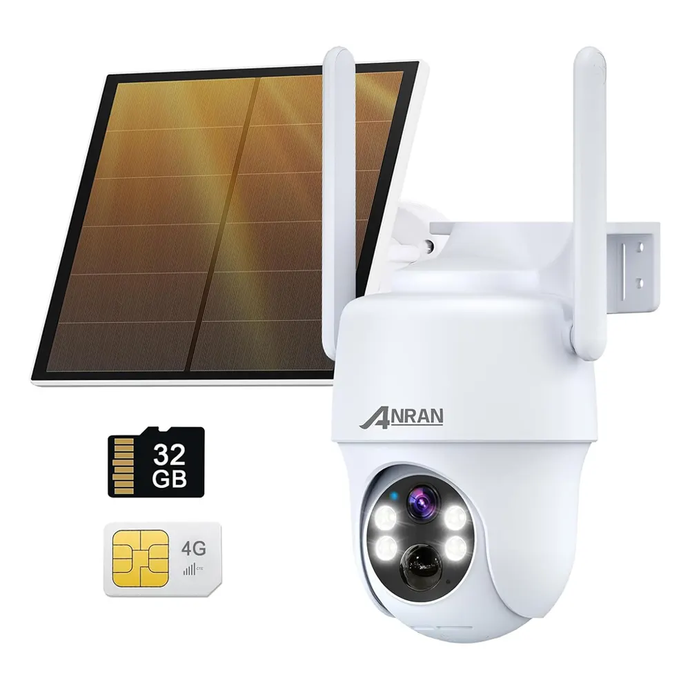 ANRAN 4G Lte réseau extérieur 2k HD Pir détection de mouvement carte Sim système de sécurité à domicile sans fil 4g caméra solaire PTZ