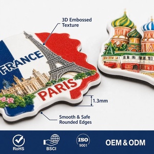 Aimant de réfrigérateur en aluminium 3D gaufré, souvenirs de voyage USA France Russie New York <span class=keywords><strong>Paris</strong></span> Moscou, 2x3 pouces, pour la décoration de la cuisine, du <span class=keywords><strong>bar</strong></span>, ou comme cadeau - Product Image 2