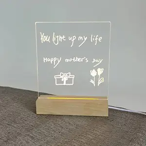 Acryl Dry Erase Board Met Licht Up Stand Led Memo Tablet Voor Bureau Kantoor Slaapkamer Home School