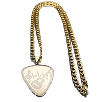 Kalung Liontin Nada Bass Gitar Hip-hop Bahan Stainless Steel yang Modis untuk Penggemar Musik