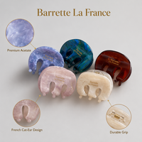 Pince à cheveux de luxe personnalisée en acétate, style français, motif marbre, maintien solide, élégante, vente en gros de pinces à cheveux pour femmes