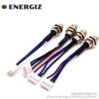 Suministro de Fábrica EnerGiz EG-M8 Conector Circular Recto Codificado Macho de 4 Pines con Arnés de Cable JST y Contactos Chapados en Oro para Soldadura