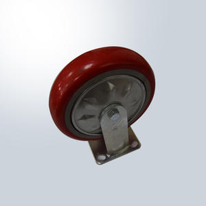 Atacado 3/4/5 Polegada Rodízios Roda PU Bloqueio Freio Sólido Vermelho Banhado A Aço Poliuretano Silenciosamente Giratório OEM Rodízio Rodas - Product Image 5