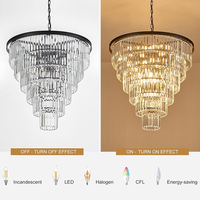 Luminaires suspendus ronds de luxe pour escalier et plafond, lustres en cristal pour hall d'entrée, anneaux LED
