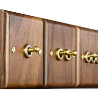Interruptor de Palanca y Enchufe de Madera Maciza Estilo Vintage Estándar Europeo, Enchufe Eléctrico con Regulador de Velocidad, Interruptor de Pared para Luz Universal Antiguo