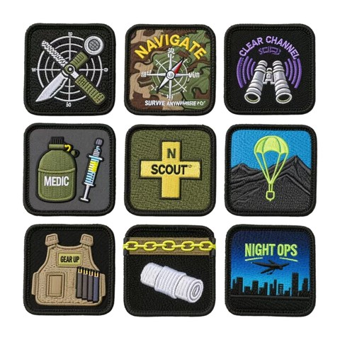 Wholesale Custom Tactical Patches Velcroes Embroidered Flight Badge for Hat Made Felt Fabric PU Hook Loop Embroidery Tactic