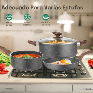 6 Piece Modern Design Heat Resistant Marble Cooking Pots Glass Lids Bakelite Handles Dishwasher Oven Safe Gas <b>Cookware</b> <b>Set</b> - Product Image 4