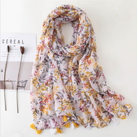 Europe et Amérique Floral Tassel Viscose Châle Épais Pashmina Foulard Bufanda Musulman Hijab