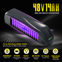 Batterie de vélo électrique au lithium 48V 14Ah compatible avec le remplacement de la batterie de vélo électrique 1000W, pack de batteries de vélo électrique Hailong