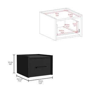 DB Boa Mesita de noche de un solo cajón montada en la pared Extremo flotante/Mesa auxiliar con asa Negro para dormitorio o hogar para uso en apartamentos - Product Image 3