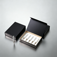 Boîte cadeau magnétique noire de luxe personnalisée avec étiquette privée, ensemble de tubes compressibles dorés, sérum pour les yeux, crème anti-taches, emballage de soins de la peau, boîte tube