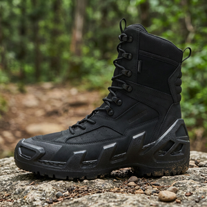 Botas Tácticas Impermeables para Hombre, de Corte Alto, con Parte Superior de Malla Transpirable, Suela de Goma, para Todas las Estaciones, Color Negro - Product Image 1