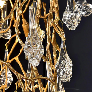 Grand lustre en verre BGST avec branches, éclairage LED suspendu pour hall d'hôtel, villas, finition dorée, forme d'arbre - Product Image 3