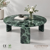 Table basse ronde moderne de luxe en marbre vert, table centrale en pierre naturelle pour salon, projet hôtelier, villa, taille personnalisée