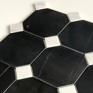 Offre Spéciale moderne Style <span class=keywords><strong>noir</strong></span> <span class=keywords><strong>blanc</strong></span> marbre octogone mosaïques salle de bain sol cuisine décoration murale mosaïque pierre pavage <span class=keywords><strong>carrelage</strong></span> - Product Image 5