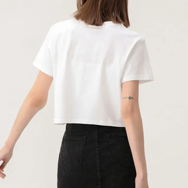 Bán Buôn Tùy Chỉnh Áo Phông Cắt Top 210 GSM Cotton T Áo Sơ Mi In Ấn Thêu Logo Cotton Crop Top Phụ Nữ