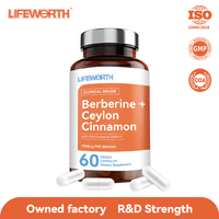 LIFEWORTH Berbérine personnalisée avec supplément de complexe de cannelle de Ceylan pour hommes femmes extrait de haute pureté soutient le système immunitaire