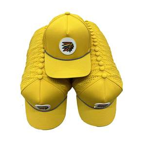 Casquette de baseball de luxe personnalisée à 5 panneaux, structurée, à visière incurvée, imperméable, brodée au point de chaînette, en tissu nylon - Product Image 3