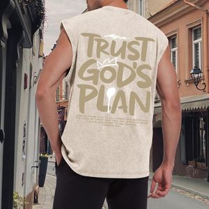 Camiseta sin mangas FOXA para hombre, con estampado cristiano, de algodón con lavado ácido, para entrenamiento y gimnasio, diseño de fe religiosa - Product Image 3
