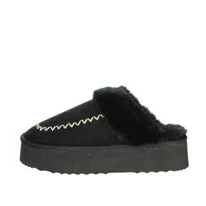 Sabot pour femme 8880 noir doublé de fausse fourrure, pantoufle pour la maison - Product Image 1
