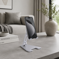 Support pliable portable en alliage et silicone pour téléphone portable et tablette – Conception haut de gamme durable avec un support robuste pour une utilisation sur bureau