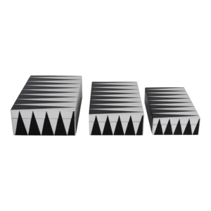 Set di scatole decorative con motivo triangolare, moderne scatole portaoggetti in resina e legno con coperchi per gioielli, ricordi e decorazioni per la casa - Product Image 2