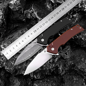 Couteau de poche pliant, couteau à fruits, lame <span class=keywords><strong>en</strong></span> acier Damas, manche G10, camping <span class=keywords><strong>en</strong></span> plein air, petit couteau EDC portable - Product Image 2