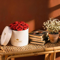 Boîtes à fleurs miniatures en carton rigide personnalisées avec dorure à chaud et finition mate pour bouquets, emballage cadeau recyclable