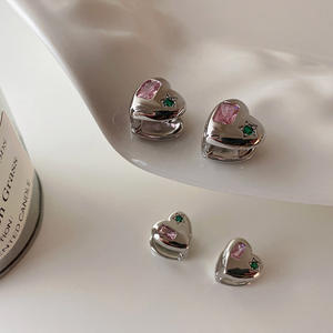 2025 New Model Heart-Shaped Star-Shaped Cubic Zirconia Luxury Ins Style Korean Trendy Cool <b>Hoop</b> <b>Earrings</b> <b>Fashionable</b> <b>Earrings</b> - Product Image 3