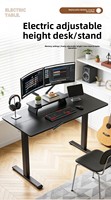 Escritorio Eléctrico Plegable de Madera Maciza con Altura Ajustable, Escritorio Negro para el Hogar, Dormitorio, Oficina, Estudio y Trabajo
