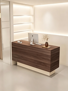 White Minimalist <b>Reception</b> <b>Desk</b> Cash Register Counter MDF Front <b>Desk</b> for Beauty <b>Salon</b> Store Office Hotel - Product Image 2