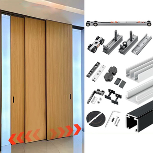 Roller moderne hydraulique en bois à trois roues à tringlerie voie synchronisée Rails de <span class=keywords><strong>porte</strong></span> suspendus système de fermeture en douceur de <span class=keywords><strong>porte</strong></span> <span class=keywords><strong>coulissante</strong></span> - Product Image 1