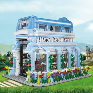 Mould <span class=keywords><strong>King</strong></span> 16048 MOC City Street View Flowers Bouquet House Botanical Garden MOC Building Blocks Model Bricks LED Light Toy - Product Image 3