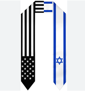 <strong>Custom</strong> Israel Flag &amp; <strong>United</strong> States Black Flag Unisex Graduation Sash Ribbon High Quality Modern Digital Printing Polyester - Product Image 1