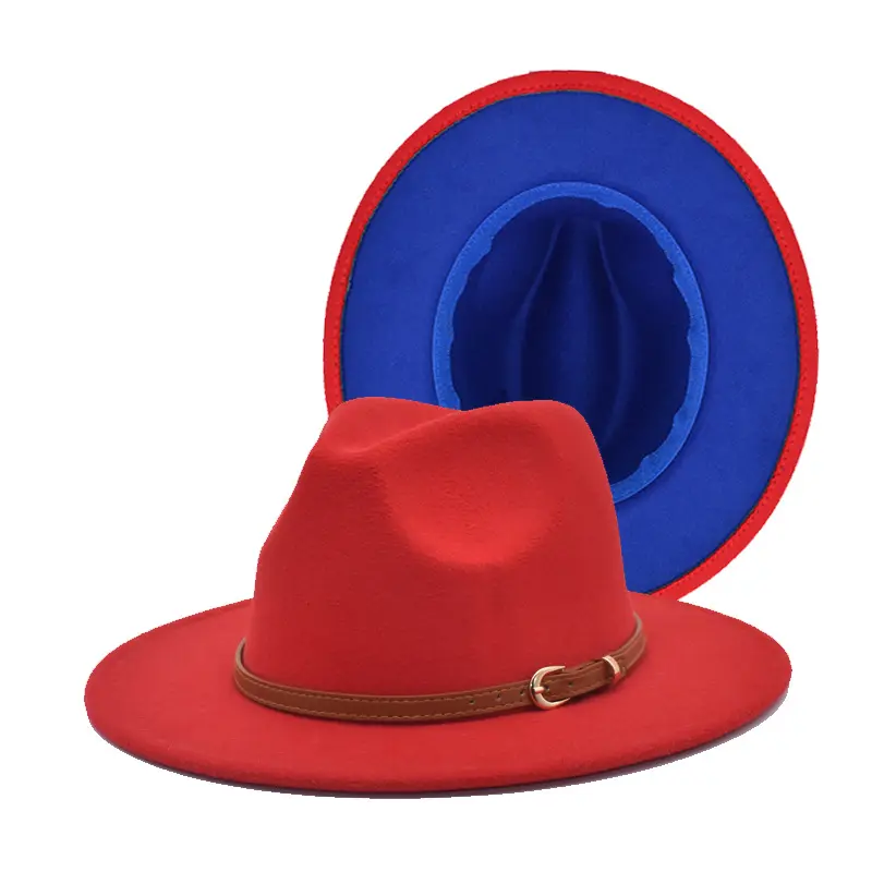 หมวกปานามาแบบลำลองหมวกเฟโดร่าขนนกสีแจ๊สคาวบอยหมวกสองสีหมวกสักหลาดหมวกฤดูหนาว
