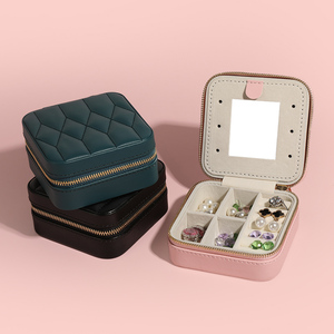 Custom Logo PU Small Travel Jewelry <b>Box</b> Organizer Velvet Jewellery Storage Case for Ring <b>Earring</b> Necklace <b>Gift</b> Packaging - Product Image 5