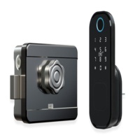 Bloqueo inteligente de huellas dactilares APLICACIÓN TTLOCK, huella dactilar, código, tarjeta RFID, llave mecánica Diente azul y bloqueo WiFi Aleación de aluminio negro