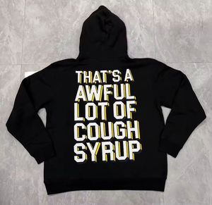 Sudadera con capucha para hombre <span class=keywords><strong>de</strong></span> alta calidad, 100% algodón, estilo streetwear, gruesa, con estampado 'THAT'S a AWFUL LOT of COUGH SYRUP' - Product Image 2