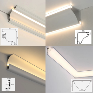 Lámpara lineal de ángulo superior de 45x45mm, ángulo de techo libre para sala de estar, lámpara de línea de yeso luminosa LED de 45 grados, perfil de aluminio - Product Image 5