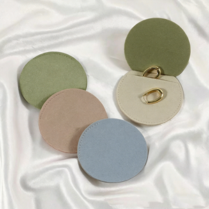 Eco-friendly Round <b>Mini</b> PU Leather Jewelry <b>Pouch</b>, Small Capacity Portable Snap Closure Anti Tarnish Ring Storage - Product Image 2