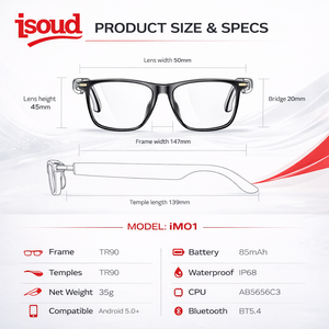 El mejor sistema de inteligencia artificial para gafas con traducción en tiempo real para llamadas de audio/video y música, con control táctil - Product Image 5