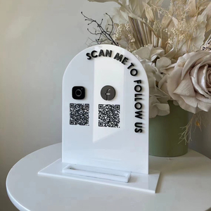 Pantalla de mesa de salón de belleza personalizada Escanear para pagar <span class=keywords><strong>Venmo</strong></span> <span class=keywords><strong>Paypal</strong></span> Cash Blanco Acrílico personalizado Qr Code Stand Sign - Product Image 1