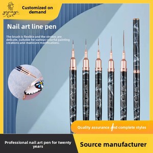 Ensemble de stylos à pointe fine Thunder Pull Line avec logo personnalisé, manche long confortable, tube en cuivre ondulé résistant à l'eau, pinceau à fleurs pour peinture sur ongles - Product Image 5