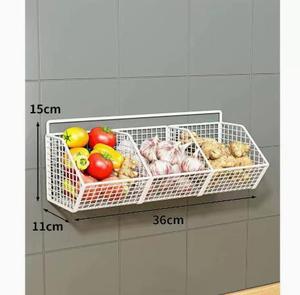 <b>Kitchen</b> <b>Storage</b> <b>Rack</b> Spices and Sundries Holders Daily <b>Storage</b> Drill-Free Wall-Mounted Metal <b>Storage</b> <b>Rack</b> with Hanging Basket - Product Image 2