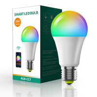 Lampe LED intelligente à intensité variable avec Wi-Fi, base en plastique E26/E27/B22, alimentation CA, revêtement mural en tissu noir, télécommande