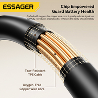 ESSAGER G62 Écouteurs Gaming Hifi Intra-Auriculaires Filaire USB Type-C 3,5 mm avec Micro pour Musique
